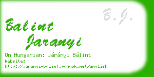 balint jaranyi business card